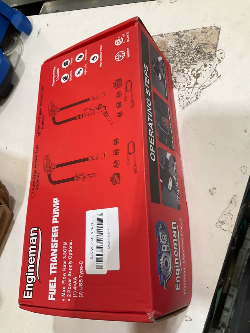 Condition photo showing Good Condition for electric fuel transfer pump with hand-stop, usb charging 3.8gpm 51" hose 4 size adapters gas can pump with for gasoline, diesel, kerosene, black 2nd gen, gifts for men dad 3.8 gpm with hand-stop nozzle
