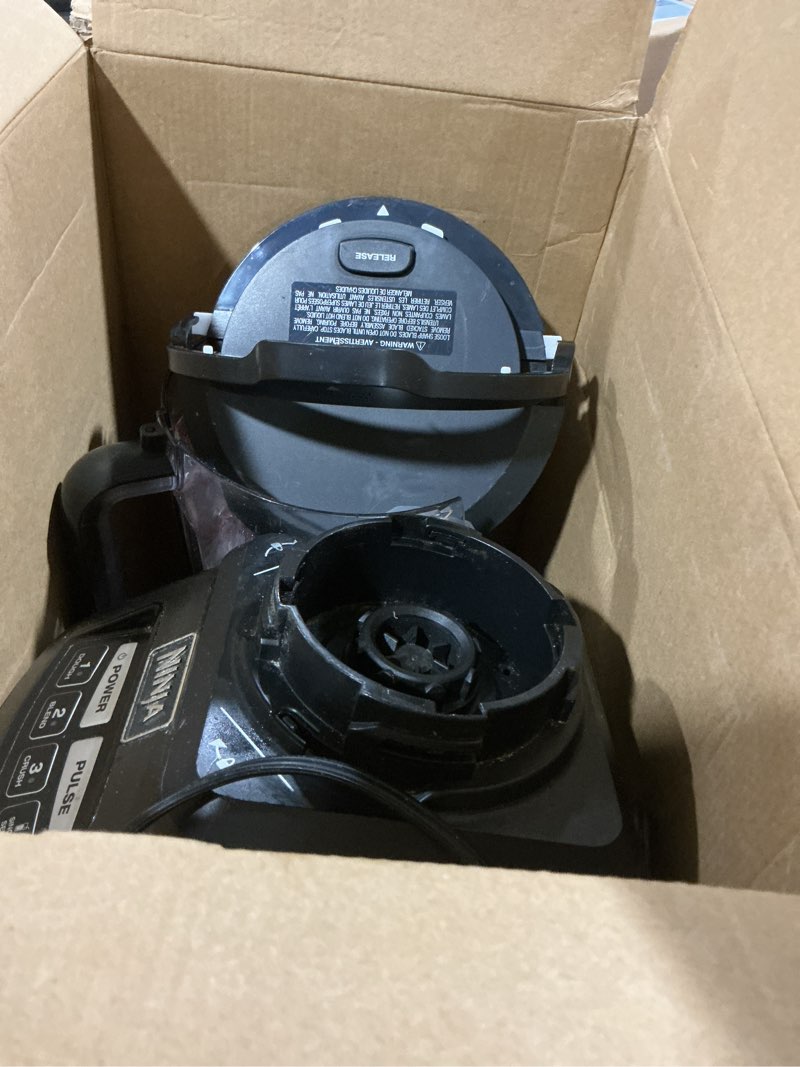 Condition photo showing As Is for ninja kitchen system | all-in-one food processor & blender for smoothies | includes pitcher, (2) 16 oz. to-go cups & 8-cup bowl | makes salsa, dough, shakes, & frozen drinks | 1500w | black | bl770 pitcher + bowl + (2) 16-oz. cups