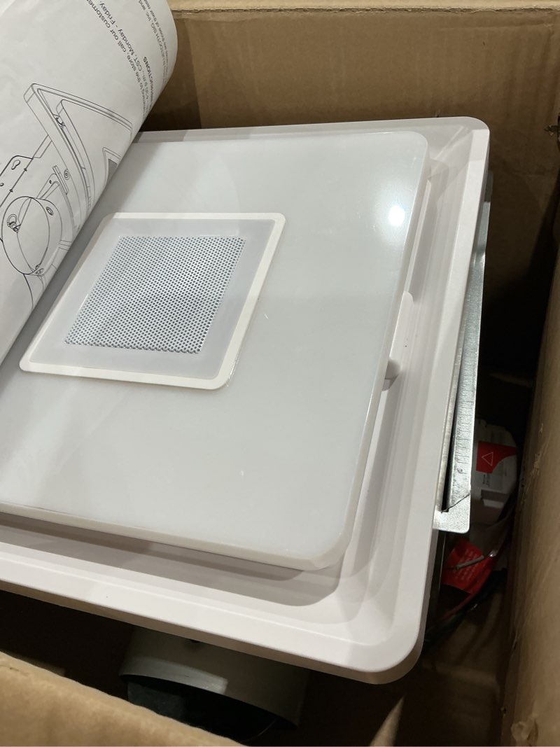 Condition photo showing As Is for homewerks 1.5-sone 110-cfm white decorative lighted bluetooth compatibility bathroom fan