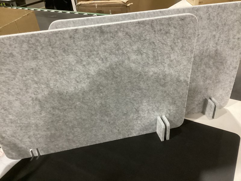Condition photo showing As Is for (Incomplete) Desk Privacy Panel Set, Desk Partition Cubicle Wall Freestanding Noise-Reduction Panels Room Divider, Soundproof Partition with Support Feet for Office or Home Use (Light Grey, 40 * 60 cm)