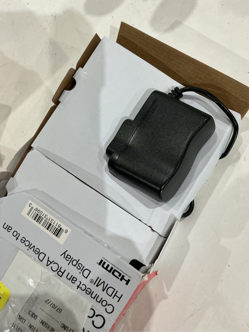 Condition photo showing As Is for onn composite av to hdmi converter, black