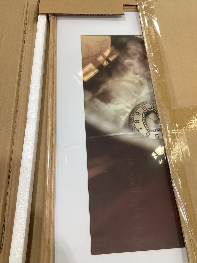 Condition photo showing New/Like New for dreamland 16x24 picture frame, solid oak wood 16 x 24 frame with real glass, 16x24 wood frames with mat for 12x18, rustic wooden poster art frames for wall usa-sourced white oak wood 16x24-1p | real glass