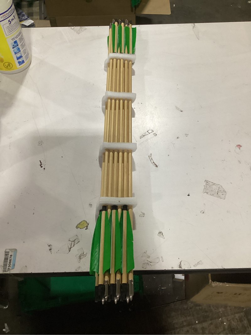 Condition photo showing New/Like New for TTFLY FLETCHING 12PK 32 inch Traditional Wooden Arrows Handmade Shaft Green Shield Turkey Feather Practice Archery for Recurve Longbow Hunting Arrows