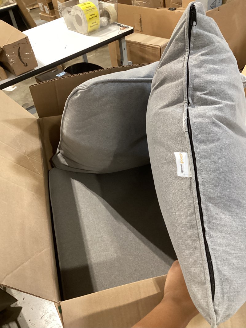 Condition photo showing Good Condition for goodgoods 22 x 24 outdoor patio deep seat cushions set of 2, fade-resistant & water-resistant outdoor furniture chair cushions with 30d high-resilience foam for sofa chair, light gray gray 22''x24''x5.1'' 2 sets