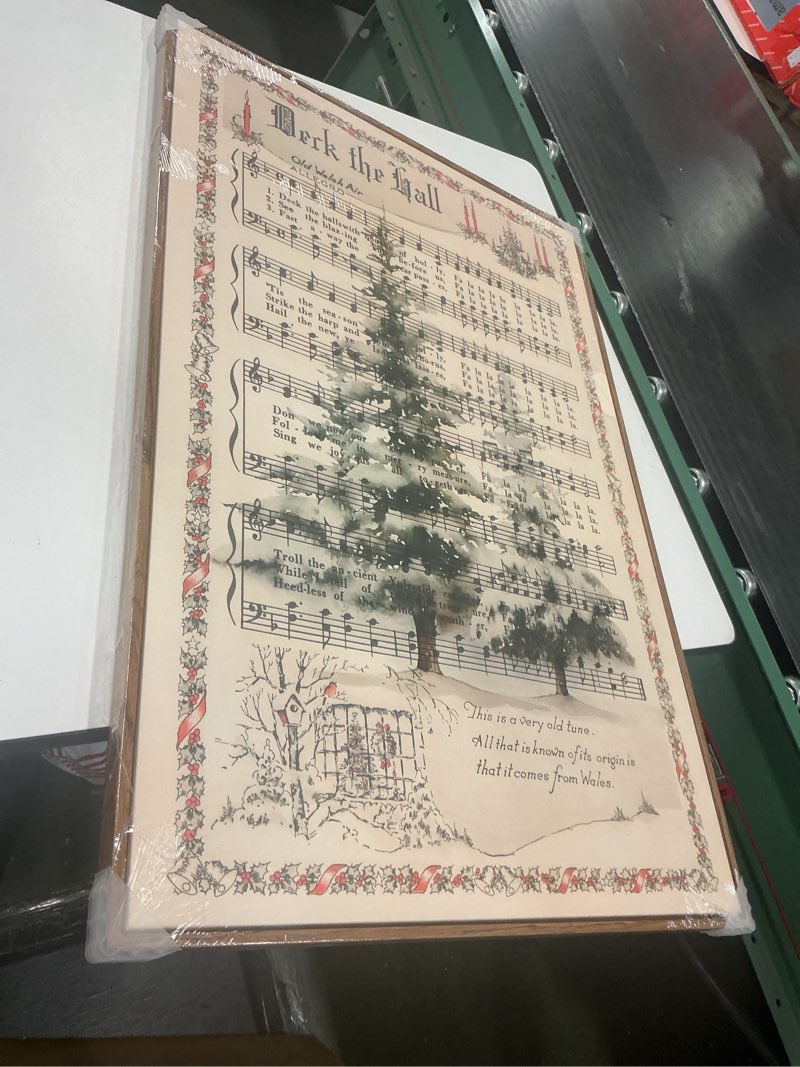Condition photo showing New/Like New for Framed Christmas Decorations Wall Art – Vintage Sheet Music with Christmas Tree Canvas Prints Paintings, Holiday Pictures Wall Decor for Living Room, Bedroom, Fireplace, Dining Room, Entryway 24x36 In 24" W x 36" H Vintage Sheet Music with Christmas Tree