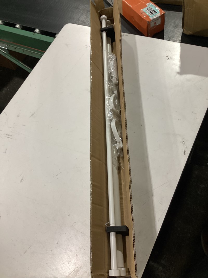 Condition photo showing Good Condition for double blackout curtain rods 36 to 72 inches (3-6 feet),1-inches front and 5/8 inches back adjustable end cap double window drapery rod for drapes and curtains,matte white 36-72" matte white