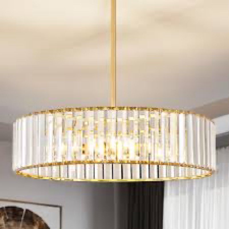 Gold Crystal Chandelier for Dining Room, 6-Light Modern Semi Flush Mount Ceiling Lighting Fixtures, 