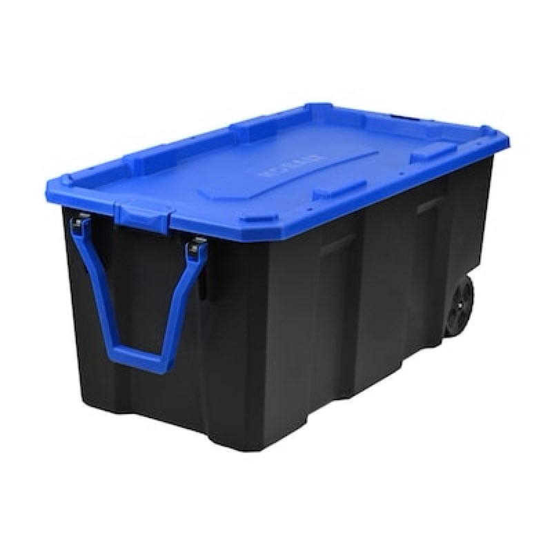  kobalt x-large 50 -gallons ( 200 -quarts ) black heavy duty rolling stackable tote with latching