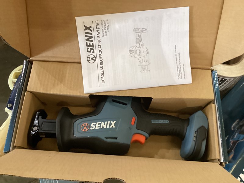 Condition photo showing New/Like New for senix x2 20-volt variable brushless cordless reciprocating saw (battery and charger not included)