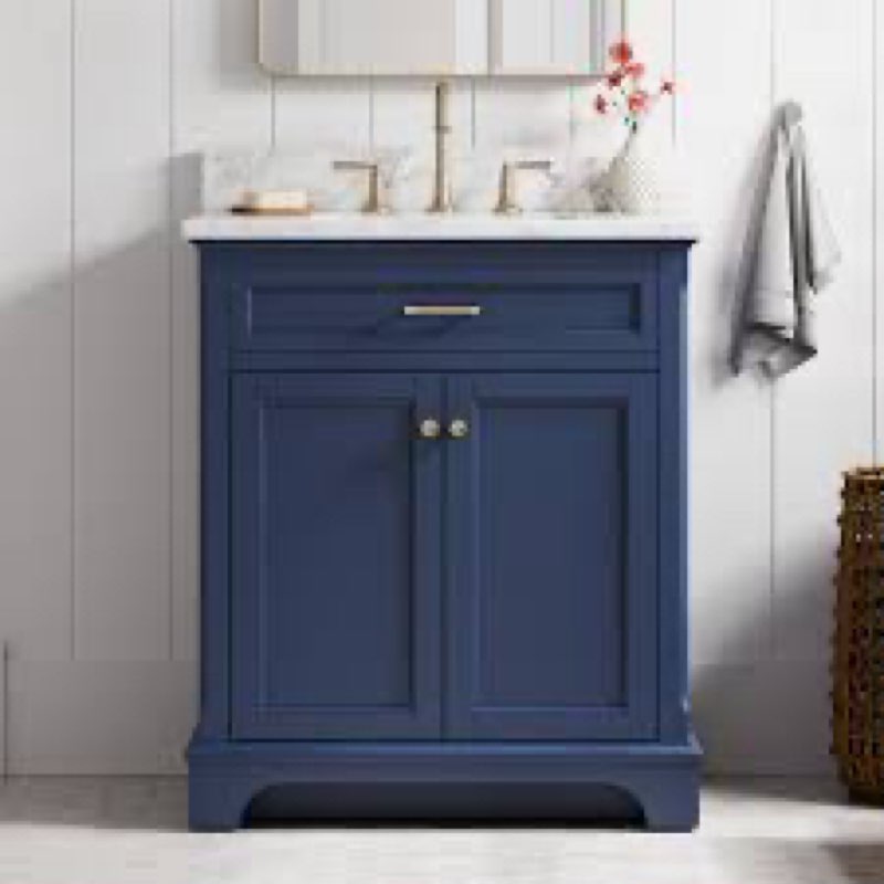 Allen + roth roveland 30-in royal navy undermount single sink bathroom