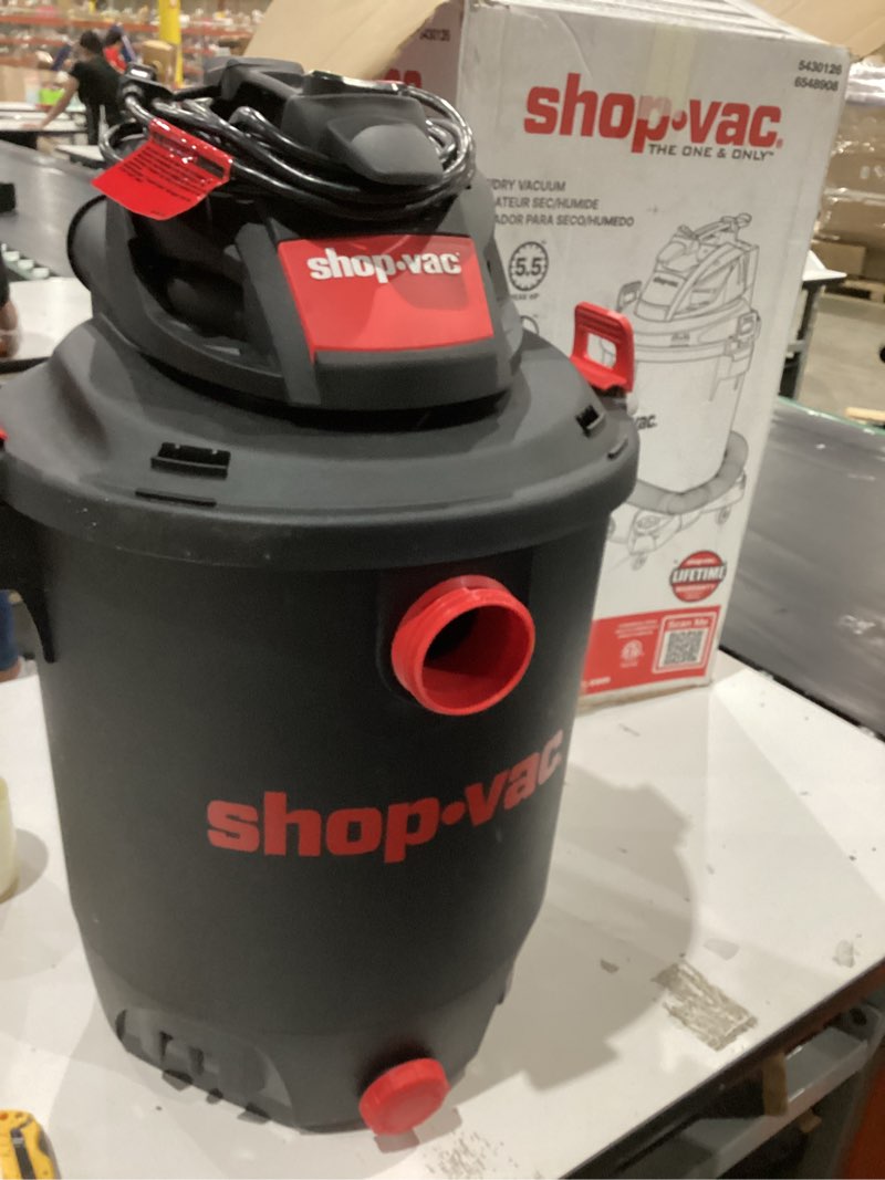 Condition photo showing As Is for shop-vac 10 gallon 5.5php wet dry vacuum with svx2 motor technology