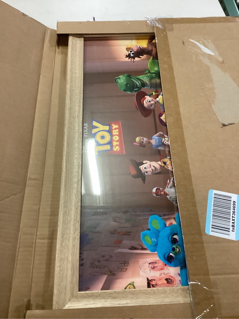 Condition photo showing Good Condition for MCS Studio Gallery Classic 14x22 Poster Frame Natural Woodgrain Engineered Wood, Vertical & Horizontal Wall Hanging Large Picture Frame for Photos, Posters & Art Prints (1-Pack) 14x22 Natural Woodgrain