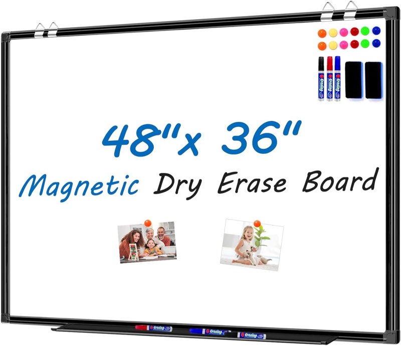 48" X 36"/4' X 3' White Board Dry Erase, Magnetic Dry Erase Board for Wall, Aluminum Frame