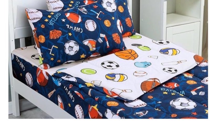 Meeting Story 3pcs Kids Comforter Sets Zipper Bedding for Boys,Full Kid Bedding Set Basketball Football Baseball Comforter Sports Bedding Set for Kid,All in one Bag?Navy,Full?
