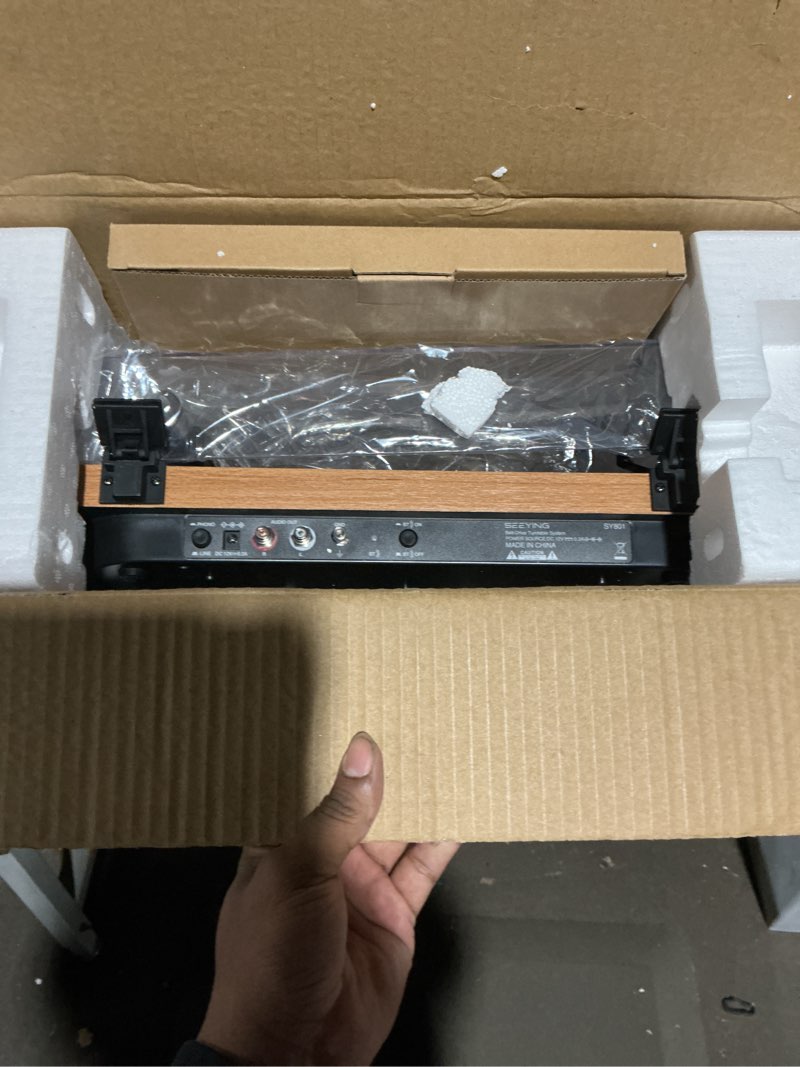 Condition photo showing As Is for Turntable Vinyl Record Player Support Bluetooth Output Phono/Line Switch Pitch Control with Pre-Installed Counterweight & Magnetic Cartridge, Belt Drive 2 Speed Brown