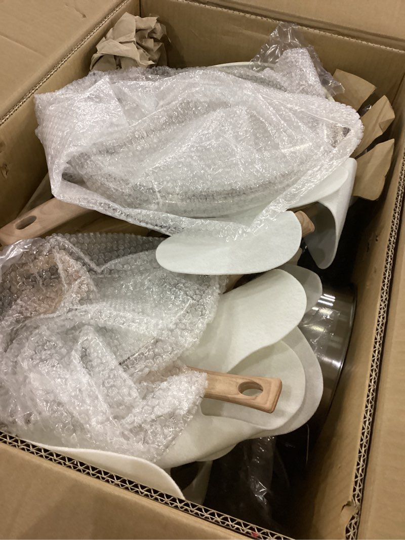 Condition photo showing Good Condition for CAROTE Pots and Pans Set Nonstick, Cookware Set Induction Kitchen Cooking Set 26cs w/Frying Pans & Saucepans& Grill Pan Cream White 26 Piece