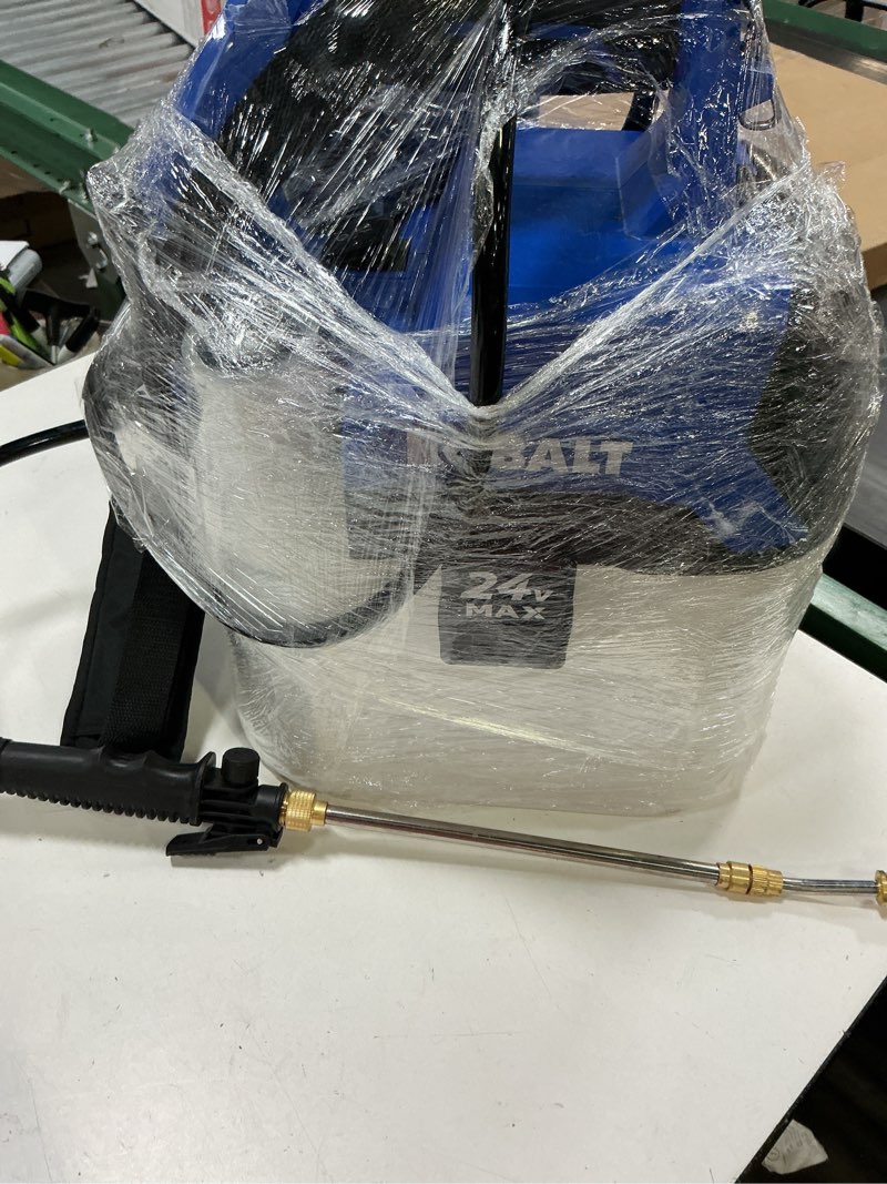 Condition photo showing As Is for kobalt 2.11-gallon 24-volt battery operated handheld sprayer