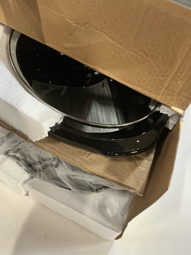 Condition photo showing As Is for crock-pot large 8-quart programmable slow cooker with auto warm setting black stainless steel