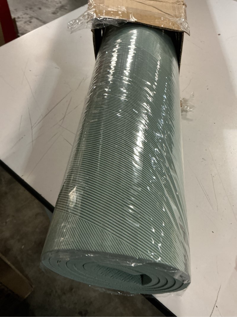 Condition photo showing Good Condition for keep yoga mat - premium 7mm thick exercise mat, anti-tear 32'' extra wide fitness mat with strap for men & women, non slip pilates mat for home yoga, pilates, gym, stretching, floor & fitness workouts pale green