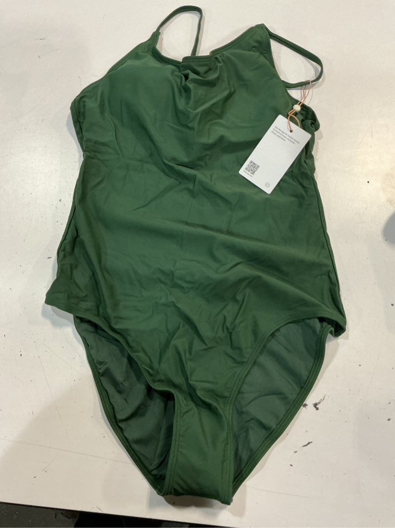 Condition photo showing New/Like New for italian cami one-piece swimsuit, m, palm