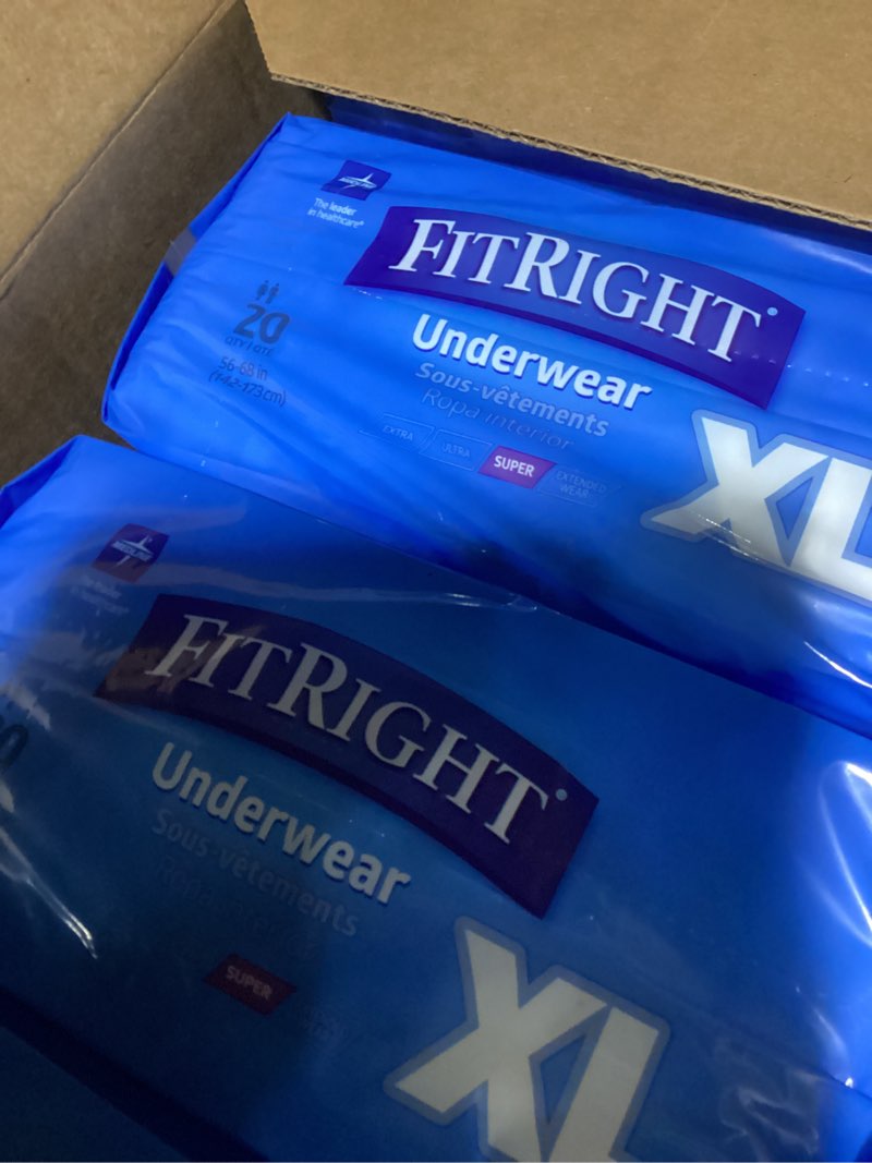 Condition photo showing New/Like New for FitRight Super Adult Incontinence Underwear, Maximum Absorbency, X-Large, 56-68, 4 Packs of 20 (80 Total) X-Large (80 Count)