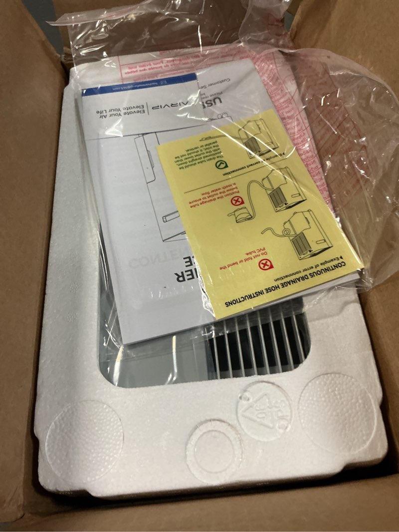 Condition photo showing Good Condition for 34 pints dehumidifiers for home with 6.56ft drain hose, 2441 sq.ft quite & energy efficient dehumidifier for basement bedroom bathroom with auto shut off,2.5 l water tank,smart humidity control 2441 sq.ft white 03ce