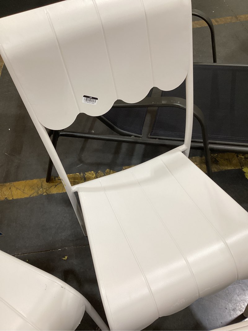 Condition photo showing Good Condition for scallop slat outdoor armless patio dining stacking chair cream - room essentials™