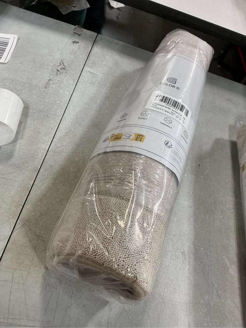 Condition photo showing New/Like New for Color&Geometry Thick Memory Foam Bathroom Rugs Non Slip, Super Absorbent Bathmat, Washroom Carpet, Ultra Soft Bath Mat for Outside Shower Floor, Bath Tub, Laundry Room, Beige, 24"x36" 2' x 3' (Rectangular) Beige