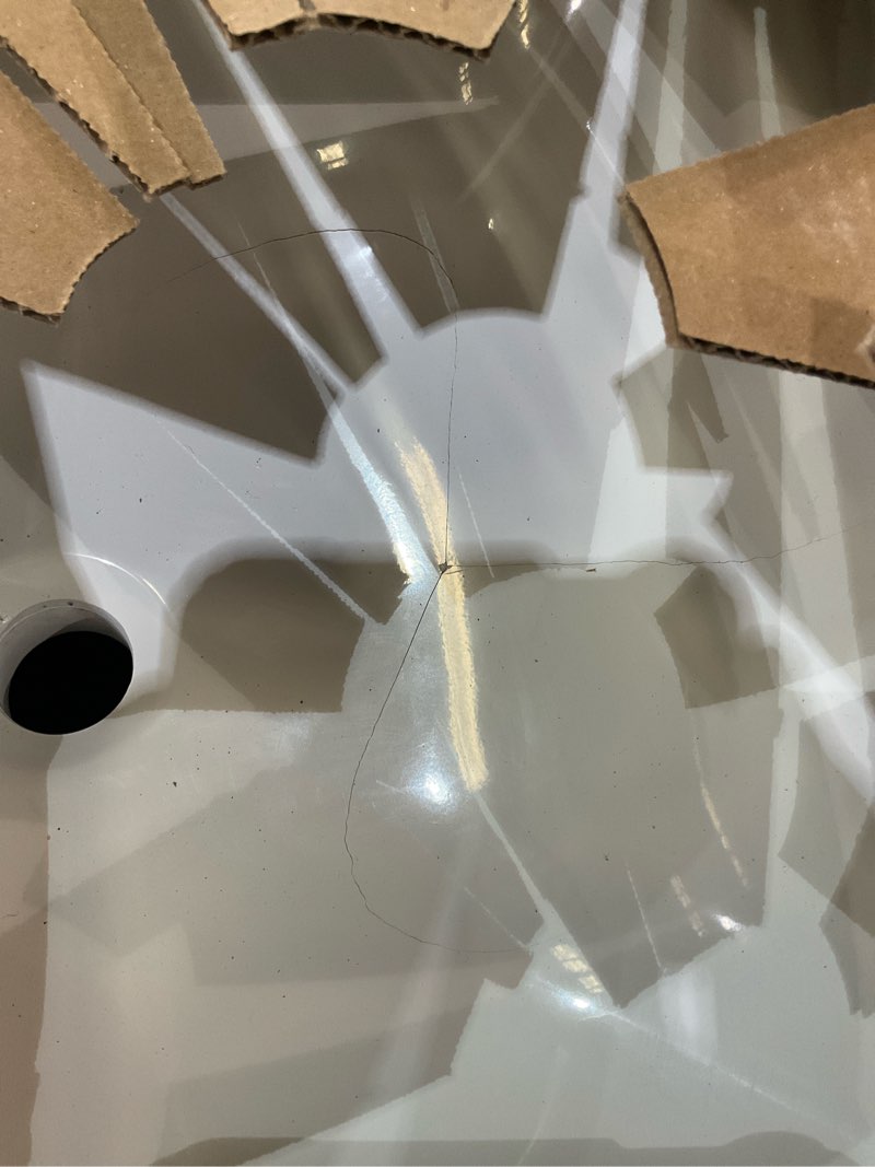 Condition photo showing As Is for project source dover 36-in true white single sink bathroom vanity 