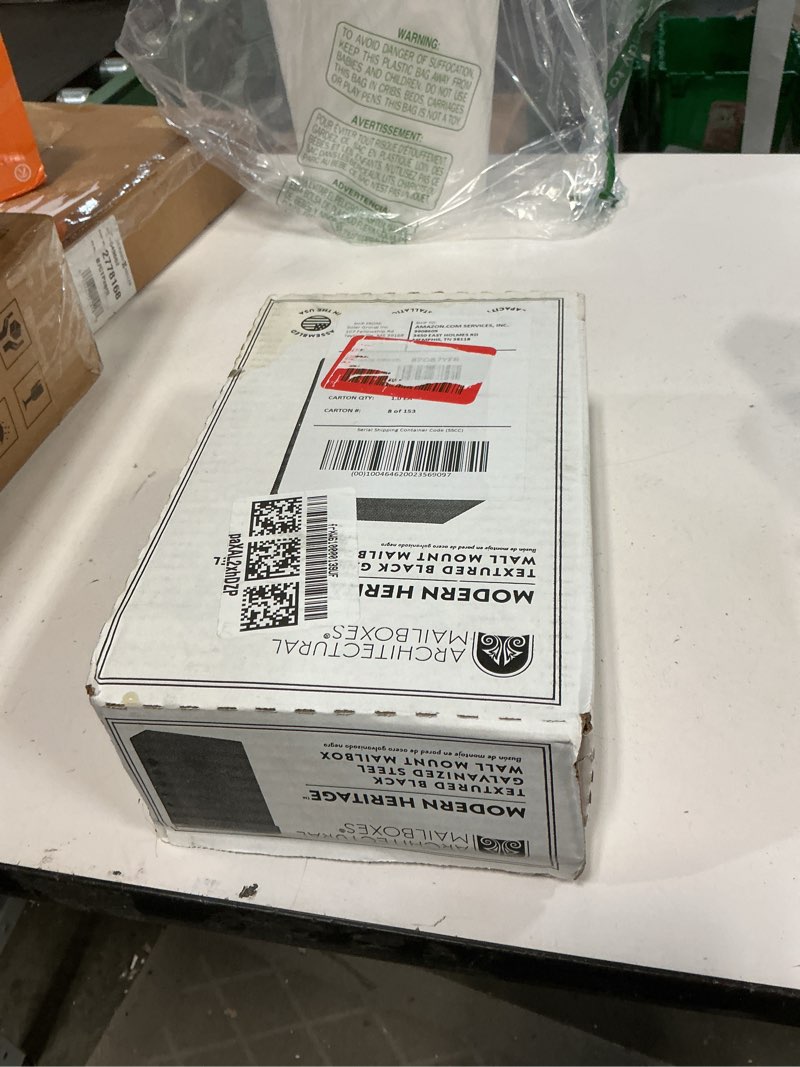 Condition photo showing New/Like New for Architectural Mailboxes Modern Heritage™ Vertical Wall-Mounted Mailbox for Outside, Rust-Resistant Galvanized Steel Metal Small Mail Box, Black Modern Wall Mailbox Textured Black