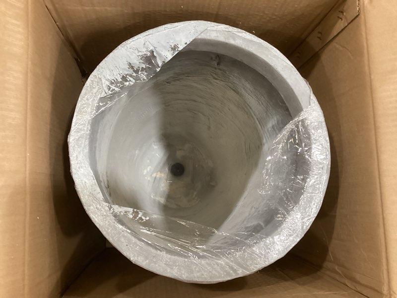 Condition photo showing Good Condition for kante 23.6" h natural concrete finish concrete tall planters large outdoor indoor decorative plant pots with drainage hole and rubber plug, modern tapered style for home and garden natural concrete 23.6" h