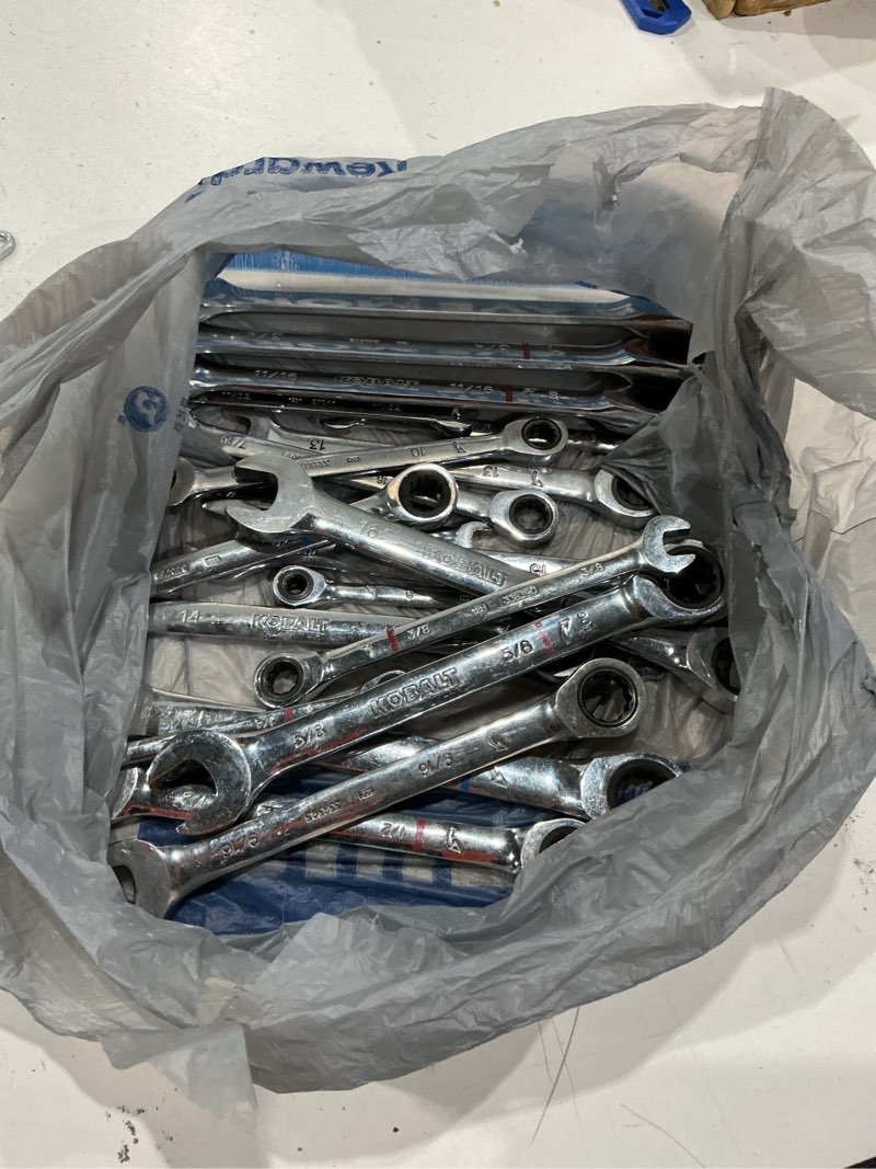 Condition photo showing As Is for kobalt point metric standard combination wrench (no case)