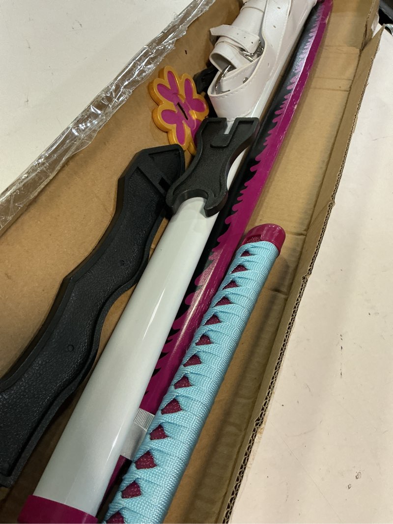 Condition photo showing Good Condition for demon slayer sword 41inch,with display stand and belt, rengoku sword/tanjiro sword/zenitsu sword/anime original texture,for demon slayer cosplay and collection,various styles available fuchsia kanroji mitsuri
