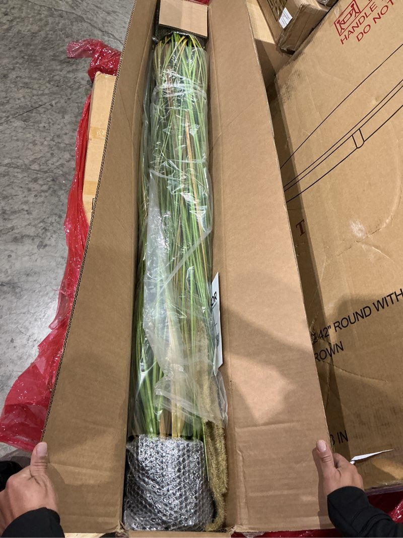 Condition photo showing Good Condition for kol 4ft 2-pack artificial cattail reed grass, 47.2’’ artificial indoor outdoor fake onion grass plant, home office wedding decorative potted plant, faux floor greenery, housewarming gift, white