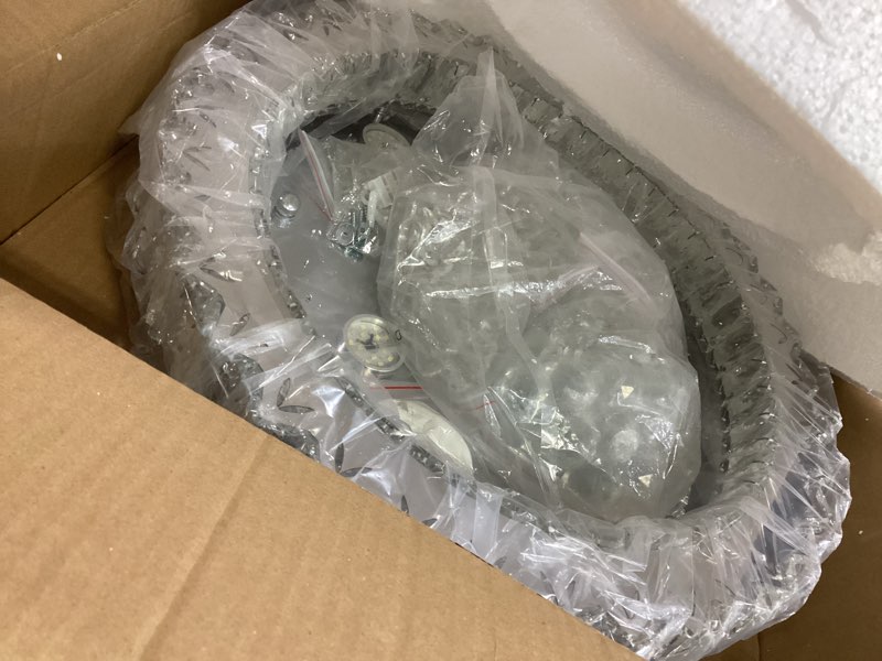 Condition photo showing Good Condition for CLAIRDAI Modern Crystal Chandelier Round LED Crystal Ceiling Light Fixtures Flush Mount Chandelier Ceiling Lamp for Living Room Bedrooms Dining Room (6500K Cool White)