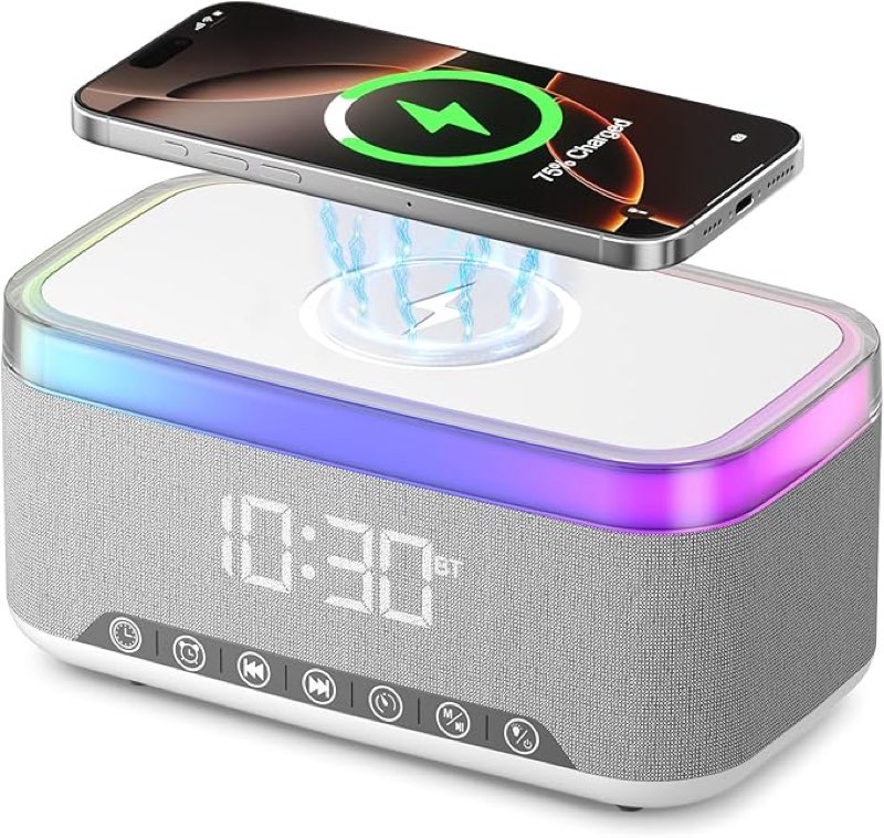 Auvoda S300 Portable Bluetooth Speaker with 15W Fast Wireless Charging, 13-Color Dimmable Night Ligh