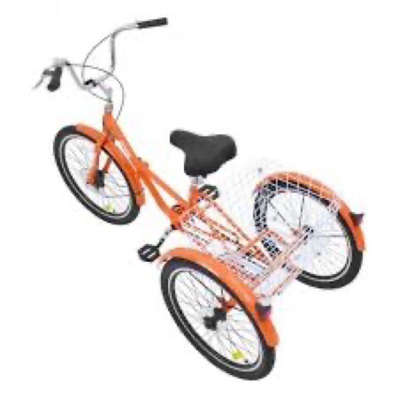 vevor folding adult tricycle,adult folding trikes, 3 wheel cruiser bike with large basket & adjustable seat, shopping picnic foldable tricycles for women, men, seniors orange 24-inch-1-speed(easy installation)