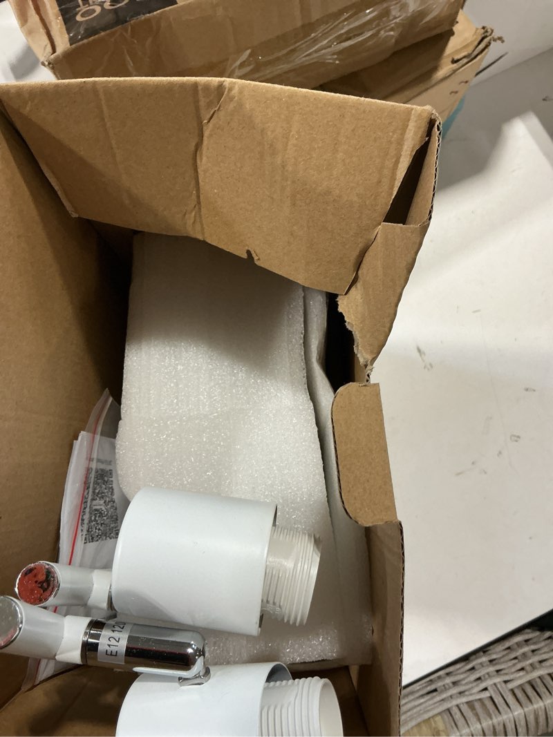 Condition photo showing Good Condition for hibay 4-light track lighting, modern white glass ceiling light fixture, adjustable flush mount track spotlight for bathroom, kitchen, dining room, e12 base, no bulbs 4-light white