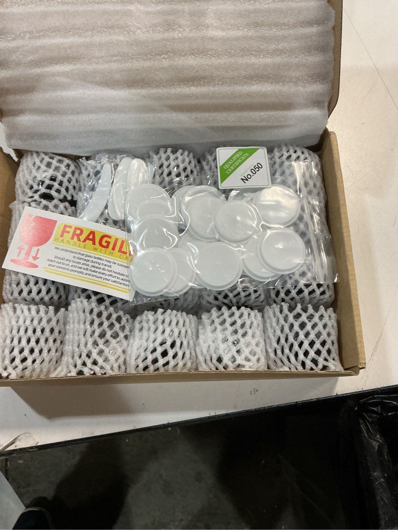 Condition photo showing New/Like New for 20 Pack 0.5oz/ 15ml Amber Glass Jars with Liner Lids Spatulas, Round Travel Containers for Ointments Lotion Creams Sample Pack 15 ml