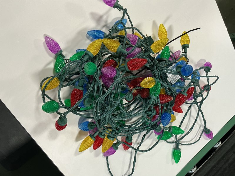 Condition photo showing As Is for GE Energy Smart 100-Count 66-ft Multicolor LED Plug-In Christmas String Lights + Command 