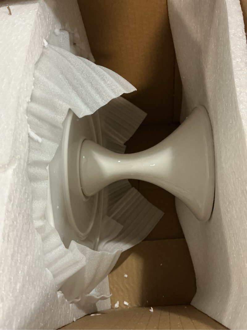 Condition photo showing Good Condition for 12-inch porcelain round cake stand - white dessert stand for wedding, birthday party