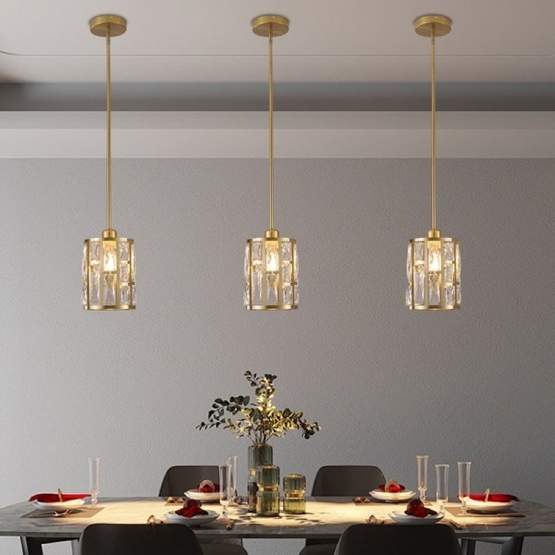 modern gold crystal pendant light fixture adjustable heigh