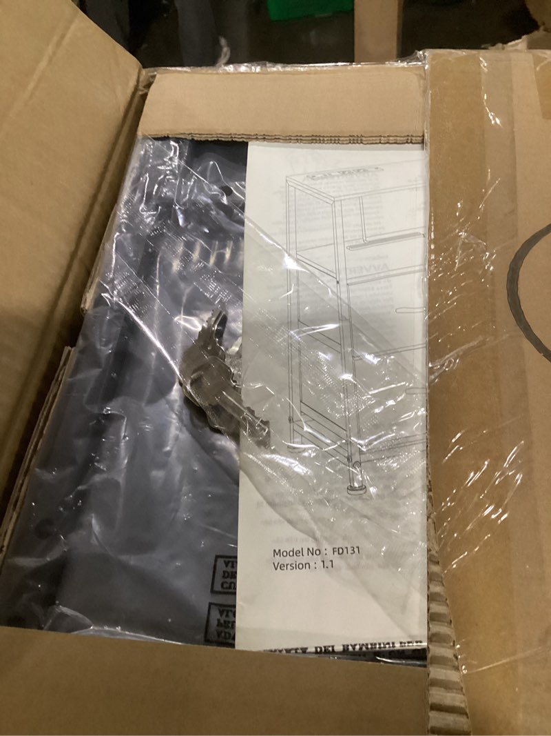 Condition photo showing New/Like New for Somdot Black Nightstand with Charging Station and LED Light, Wide 5 Drawers Dresser for Bedroom with Fabric Bins and Open Shelf for Bedroom Kids Closet Dorm Guest Room, Black Black 11.4"D x 26.2"W x 27.8"H (5 Drawers)