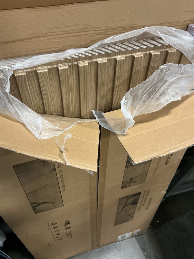 Condition photo showing Good Condition for art3d 12-pack slat design 3d wall panels for interior wall decor, 2x4 ft pvc decorative drop ceiling tiles - walnut 24 x 48in. oblong - walnut 12