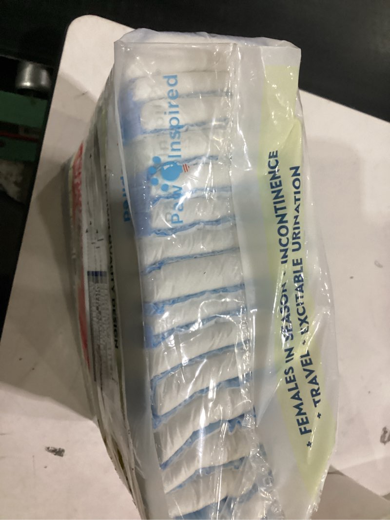 Condition photo showing New/Like New for paw inspired 32ct disposable dog diapers | female dog diapers ultra protection | diapers for dogs in heat, excitable urination, or incontinence (medium) medium (32 count)