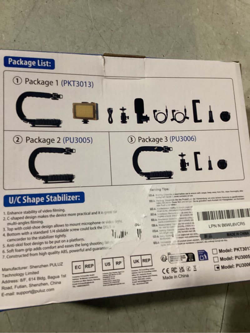 Condition photo showing New/Like New for PULUZ U/C Shape Video Action Stabilizing Handle Grip Handheld Stabilizer Kit with Phone Clamp & Quick Release Buckle & Long Screw for Canon Sony Nikon Cameras and Home DV Camera Smartphones stabilizer kits 1