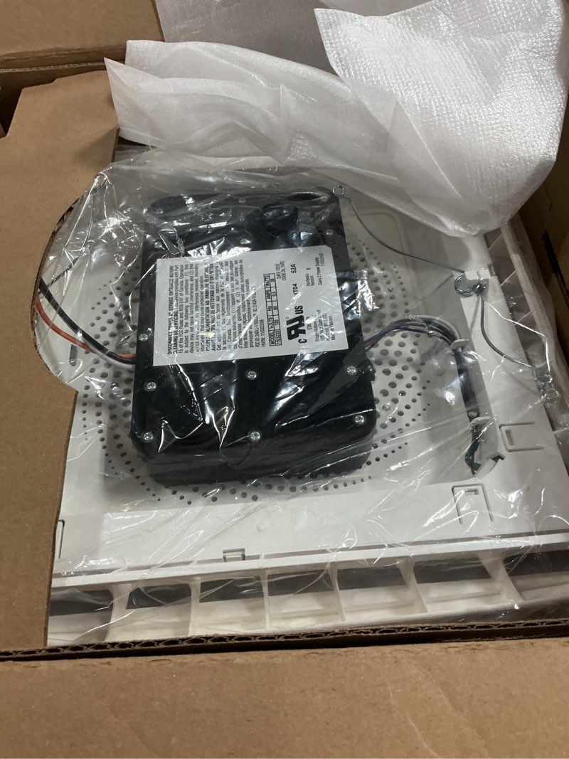 Condition photo showing New/Like New for broan-nutone chromacomfort bathroom exhaust fan with bluetooth speaker, powerful 110cfm/1.5 sones, 24-color led light, spk110rgbl, wall switch chroma sensonic