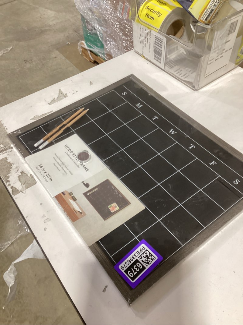 Condition photo showing Good Condition for U Brands Magnetic Chalk Calendar Board, 16" x 20", Rustic Wood Style Frame, Includes Chalk Pencils and Magnet