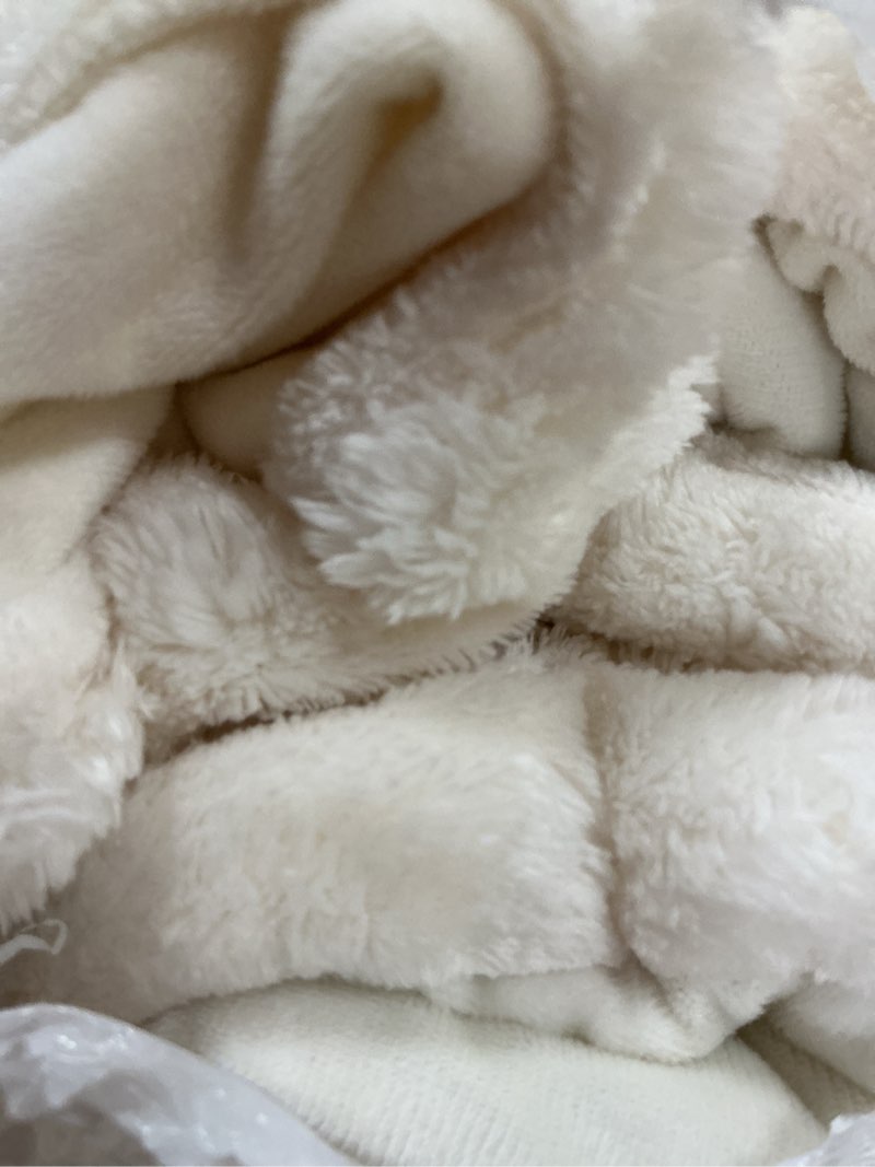 Condition photo showing As Is for BEDELITE Fleece Queen Comforter Set -Super Soft & Warm Fluffy Cream White Bedding, Luxury Fuzzy Heavy Bed Set for Winter with 2 Pillow Cases Cream White Queen