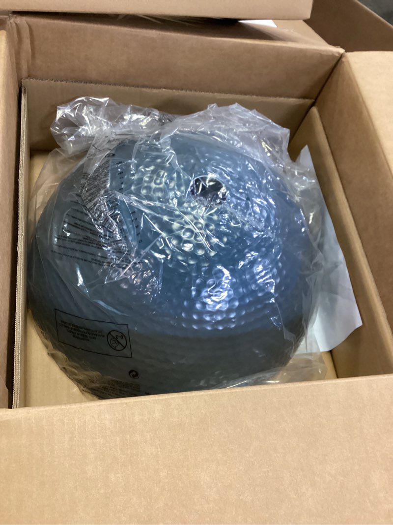 Condition photo showing New/Like New for ELYONA 16” Large Ash Wood Pendant Light with Hammered Blue Metal & Brushed Brass Handle Large Pendant Light Fixtures Modern Dome Hanging Lamp for Kitchen Island, Dining Table, Bedroom, Hallway Blue - 1 Pack